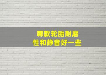 哪款轮胎耐磨性和静音好一些