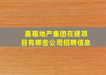 嘉福地产集团在建项目有哪些公司招聘信息