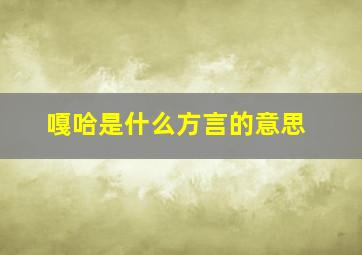 嘎哈是什么方言的意思