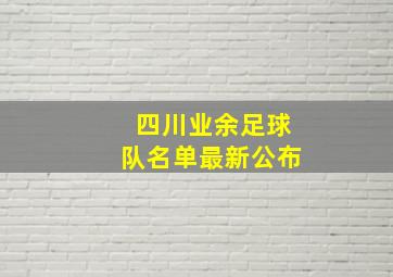 四川业余足球队名单最新公布