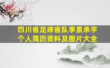 四川省足球省队李景承宇个人简历资料及图片大全