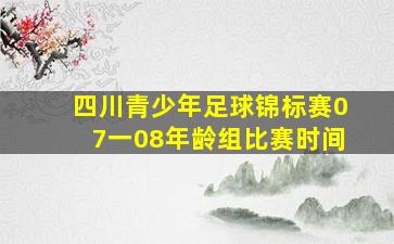 四川青少年足球锦标赛07一08年龄组比赛时间