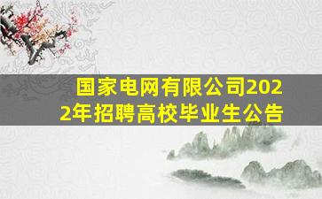 国家电网有限公司2022年招聘高校毕业生公告