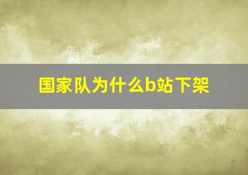 国家队为什么b站下架