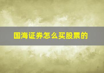 国海证券怎么买股票的