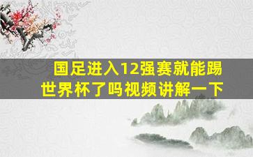 国足进入12强赛就能踢世界杯了吗视频讲解一下