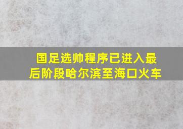 国足选帅程序已进入最后阶段哈尔滨至海口火车