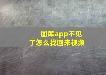 图库app不见了怎么找回来视频