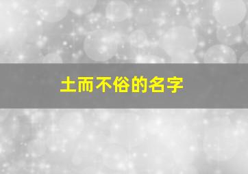 土而不俗的名字