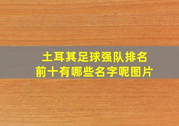 土耳其足球强队排名前十有哪些名字呢图片