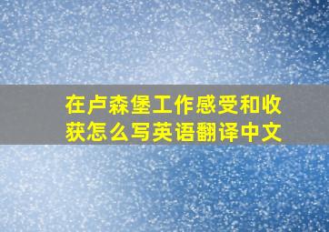 在卢森堡工作感受和收获怎么写英语翻译中文