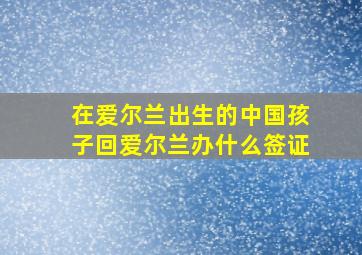 在爱尔兰出生的中国孩子回爱尔兰办什么签证