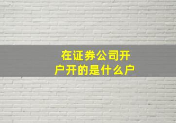 在证券公司开户开的是什么户