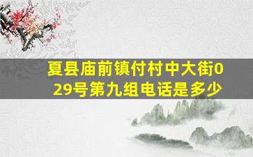 夏县庙前镇付村中大街029号第九组电话是多少