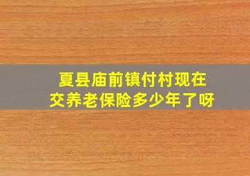 夏县庙前镇付村现在交养老保险多少年了呀