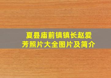 夏县庙前镇镇长赵爱芳照片大全图片及简介