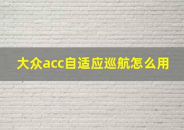 大众acc自适应巡航怎么用