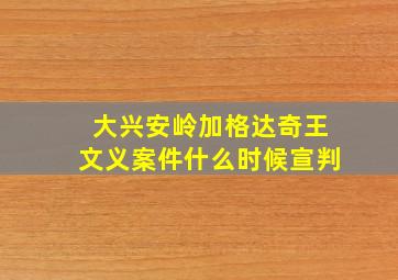 大兴安岭加格达奇王文义案件什么时候宣判