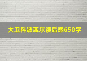 大卫科波菲尔读后感650字