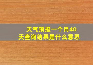 天气预报一个月40天查询结果是什么意思