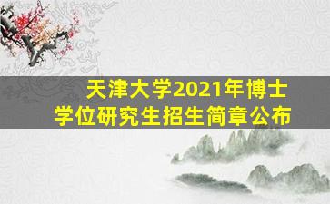 天津大学2021年博士学位研究生招生简章公布