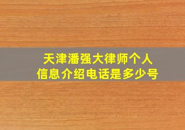 天津潘强大律师个人信息介绍电话是多少号