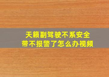 天籁副驾驶不系安全带不报警了怎么办视频