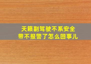 天籁副驾驶不系安全带不报警了怎么回事儿