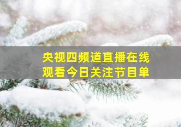 央视四频道直播在线观看今日关注节目单