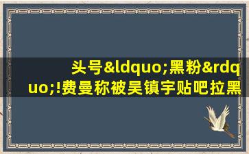 头号“黑粉”!费曼称被吴镇宇贴吧拉黑举报