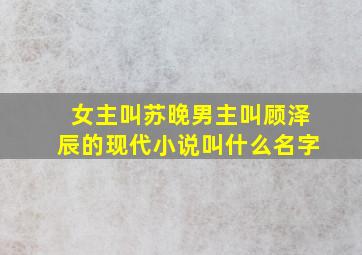 女主叫苏晚男主叫顾泽辰的现代小说叫什么名字