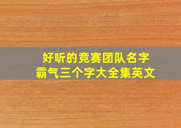 好听的竞赛团队名字霸气三个字大全集英文