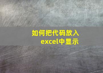 如何把代码放入excel中显示