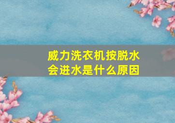 威力洗衣机按脱水会进水是什么原因