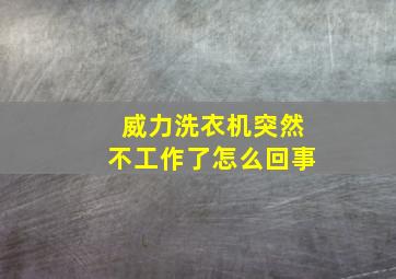 威力洗衣机突然不工作了怎么回事