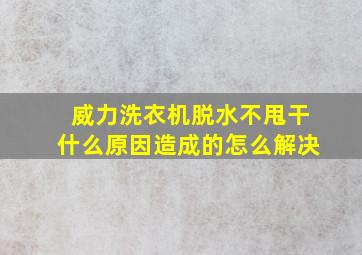 威力洗衣机脱水不甩干什么原因造成的怎么解决