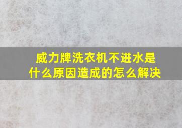 威力牌洗衣机不进水是什么原因造成的怎么解决