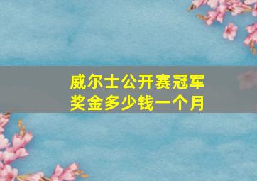 威尔士公开赛冠军奖金多少钱一个月