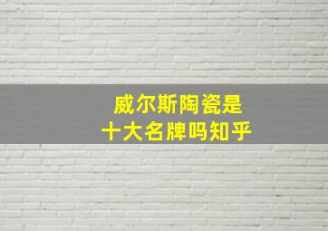 威尔斯陶瓷是十大名牌吗知乎