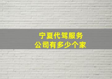 宁夏代驾服务公司有多少个家