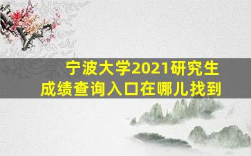 宁波大学2021研究生成绩查询入口在哪儿找到