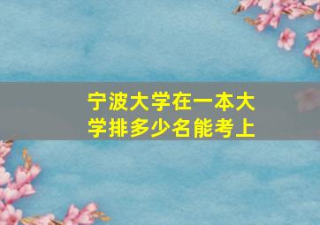 宁波大学在一本大学排多少名能考上