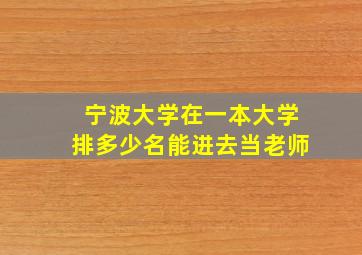 宁波大学在一本大学排多少名能进去当老师