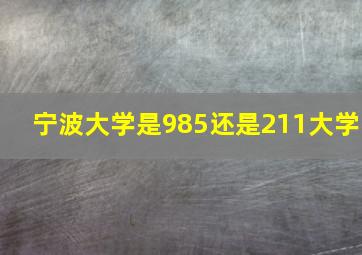 宁波大学是985还是211大学