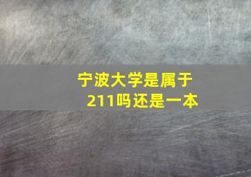 宁波大学是属于211吗还是一本