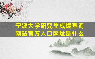 宁波大学研究生成绩查询网站官方入口网址是什么