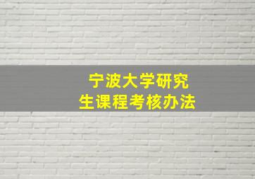 宁波大学研究生课程考核办法