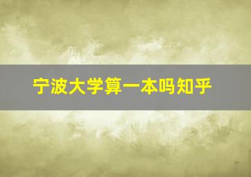 宁波大学算一本吗知乎