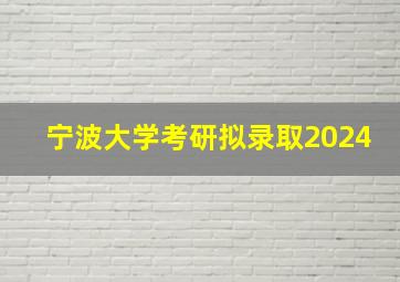 宁波大学考研拟录取2024