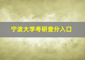 宁波大学考研查分入口